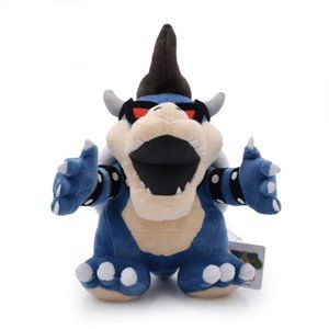 Mario Dark Blue Bowser King Koopa Plush Stuffed Animal 10"